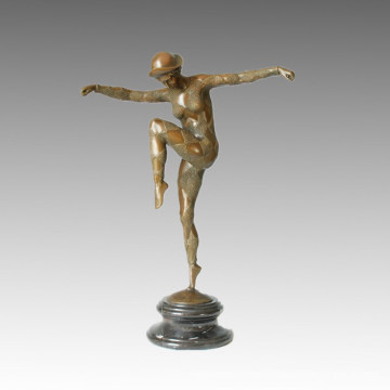 Dancer Bronze Garden Sculpture Billycock Lady Deco Brass Statue TPE-157